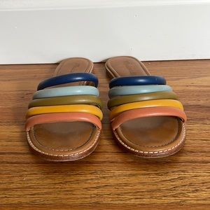 Madewell the Eddie slide rainbow sandals sz 6.5